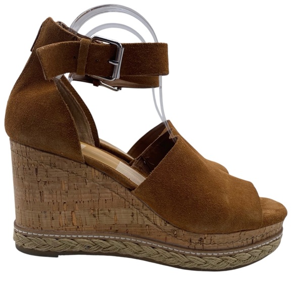 Dolce Vita Womens Shoes Otto Wedge Sandals 10 Brown Suede Leather Platform Chic - Picture 2 of 15